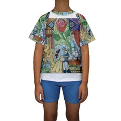 Stained Glass Rose Flower Kids  Short Sleeve Swimwear by Salman4z