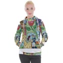 Stained Glass Rose Flower Women s Hooded Pullover View1