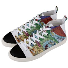 Stained Glass Rose Flower Men s Mid-top Canvas Sneakers by Salman4z