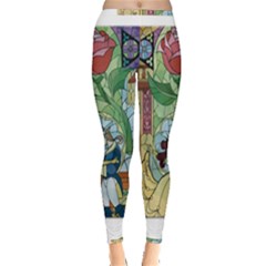 Stained Glass Rose Flower Inside Out Leggings by Salman4z