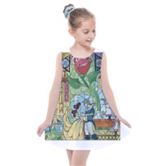 Stained Glass Rose Flower Kids  Summer Dress by Salman4z