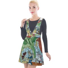 Stained Glass Rose Flower Plunge Pinafore Velour Dress by Salman4z