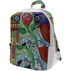 Stained Glass Rose Flower Zip Up Backpack by Salman4z