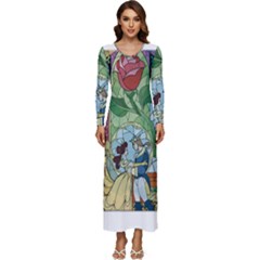 Stained Glass Rose Flower Long Sleeve Longline Maxi Dress by Salman4z