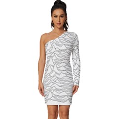 Joy Division Unknown Pleasures Post Punk Long Sleeve One Shoulder Mini Dress by Salman4z