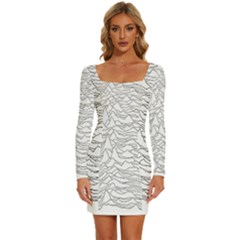 Joy Division Unknown Pleasures Post Punk Long Sleeve Square Neck Bodycon Velvet Dress by Salman4z