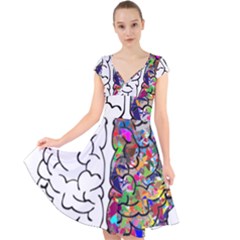 Brain Mind Aianatomy Cap Sleeve Front Wrap Midi Dress by Salman4z