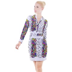 Brain Mind Aianatomy Button Long Sleeve Dress by Salman4z