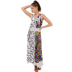 Brain Mind Aianatomy V-neck Chiffon Maxi Dress by Salman4z