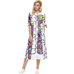 Brain Mind Aianatomy Bow Sleeve Chiffon Midi Dress by Salman4z