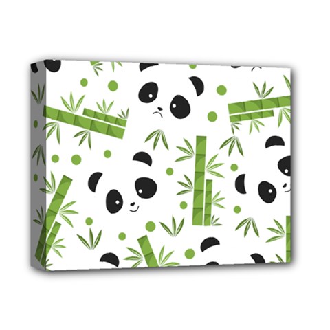 Giant Panda Bear Green Bamboo Deluxe Canvas 14  X 11  (stretched) by Salman4z