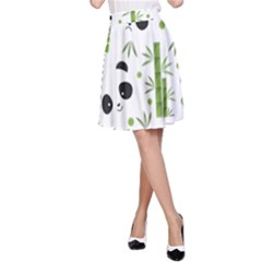 Giant Panda Bear Green Bamboo A-line Skirt by Salman4z