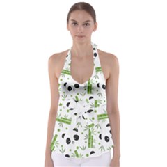 Giant Panda Bear Green Bamboo Babydoll Tankini Top by Salman4z