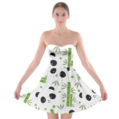 Giant Panda Bear Green Bamboo Strapless Bra Top Dress by Salman4z