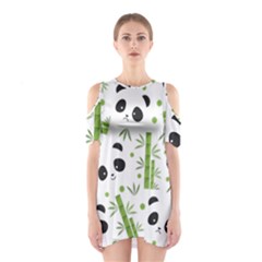 Giant Panda Bear Green Bamboo Shoulder Cutout One Piece Dress by Salman4z