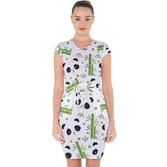 Giant Panda Bear Green Bamboo Capsleeve Drawstring Dress  by Salman4z