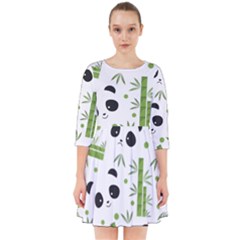 Giant Panda Bear Green Bamboo Smock Dress by Salman4z