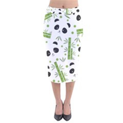 Giant Panda Bear Green Bamboo Velvet Midi Pencil Skirt by Salman4z