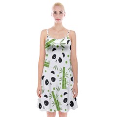 Giant Panda Bear Green Bamboo Spaghetti Strap Velvet Dress by Salman4z