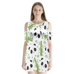 Giant Panda Bear Green Bamboo Shoulder Cutout Velvet One Piece by Salman4z