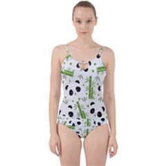 Giant Panda Bear Green Bamboo Cut Out Top Tankini Set by Salman4z