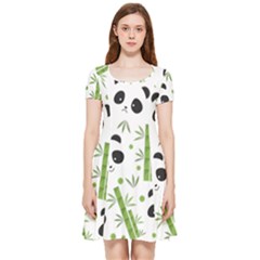 Giant Panda Bear Green Bamboo Inside Out Cap Sleeve Dress by Salman4z