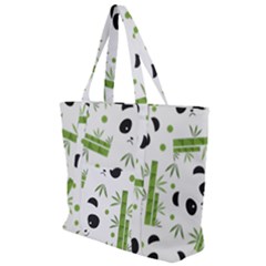 Giant Panda Bear Green Bamboo Zip Up Canvas Bag by Salman4z