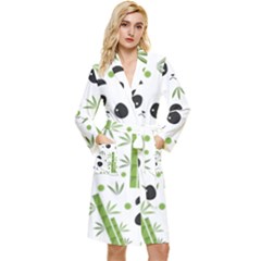 Giant Panda Bear Green Bamboo Long Sleeve Velvet Robe by Salman4z