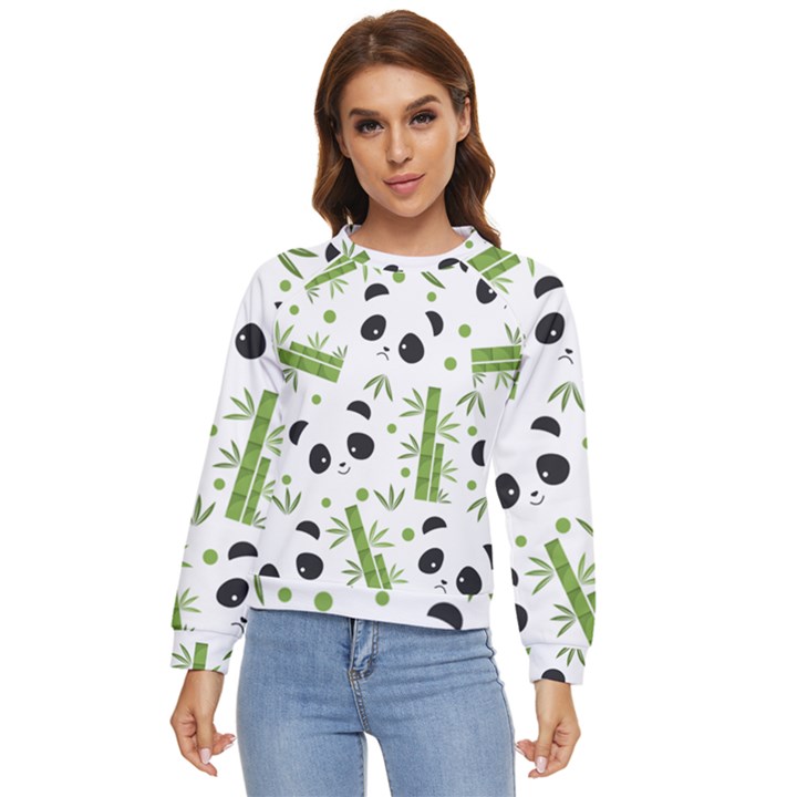 Giant Panda Bear Green Bamboo Women s Long Sleeve Raglan Tee