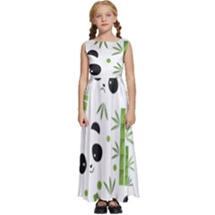 Giant Panda Bear Green Bamboo Kids  Satin Sleeveless Maxi Dress by Salman4z