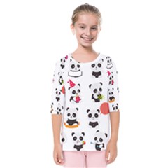 Giant Panda Bear Cuteness Kids  Quarter Sleeve Raglan Tee