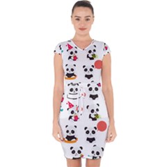 Giant Panda Bear Cuteness Capsleeve Drawstring Dress 