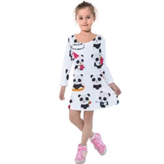 Giant Panda Bear Cuteness Kids  Long Sleeve Velvet Dress by Salman4z