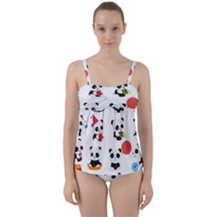 Giant Panda Bear Cuteness Twist Front Tankini Set by Salman4z