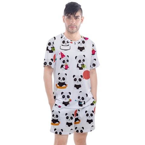 Giant Panda Bear Cuteness Men s Mesh Tee And Shorts Set by Salman4z