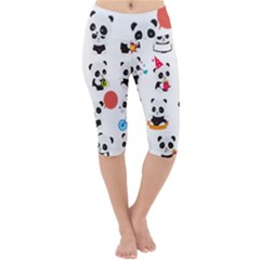 Giant Panda Bear Cuteness Lightweight Velour Cropped Yoga Leggings