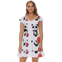 Giant Panda Bear Cuteness Short Sleeve Tiered Mini Dress by Salman4z