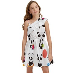 Giant Panda Bear Cuteness Kids  One Shoulder Party Dress