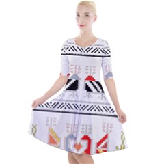 Bulgarian Folk Art Folk Art Quarter Sleeve A-line Dress by Salman4z