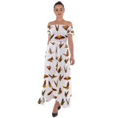 Butterfly Butterflies Insect Swarm Off Shoulder Open Front Chiffon Dress by Salman4z