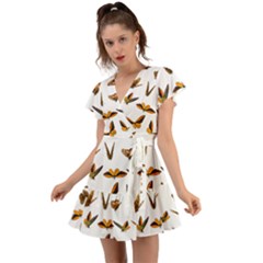 Butterfly Butterflies Insect Swarm Flutter Sleeve Wrap Dress by Salman4z