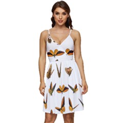 Butterfly Butterflies Insect Swarm V-neck Pocket Summer Dress  by Salman4z