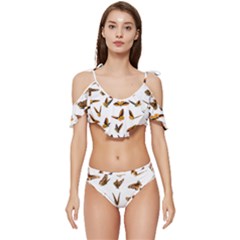 Butterfly Butterflies Insect Swarm Ruffle Edge Tie Up Bikini Set	 by Salman4z