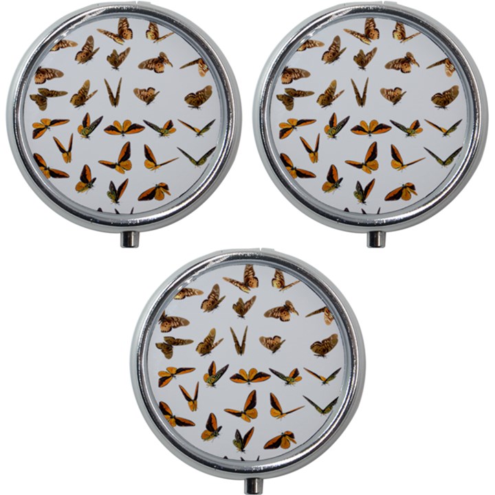 Butterfly Butterflies Insect Swarm Mini Round Pill Box (Pack of 3)