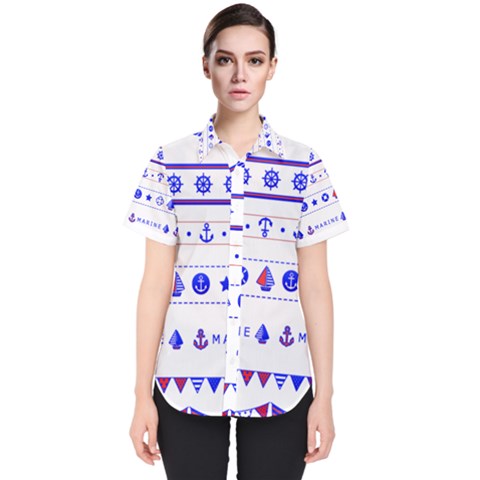 Marine Nautical Clip Art Women s Short Sleeve Shirt by Salman4z