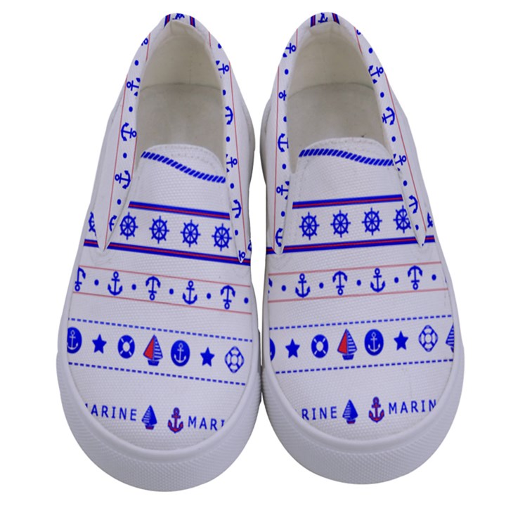 Marine Nautical Clip Art Kids  Canvas Slip Ons