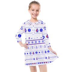 Marine Nautical Clip Art Kids  Quarter Sleeve Shirt Dress by Salman4z