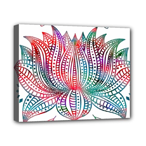 Lotus Feathers Boho Watercolor Canvas 10  X 8  (stretched) by Salman4z