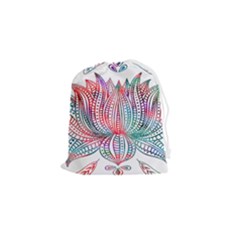 Lotus Feathers Boho Watercolor Drawstring Pouch (small) by Salman4z