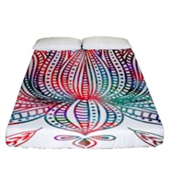 Lotus Feathers Boho Watercolor Fitted Sheet (queen Size) by Salman4z